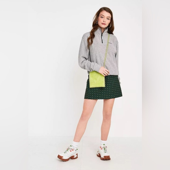 Urban Outfitters UO Peggy Belted green and gold brocade Mini Skirt size SP - Picture 2 of 13